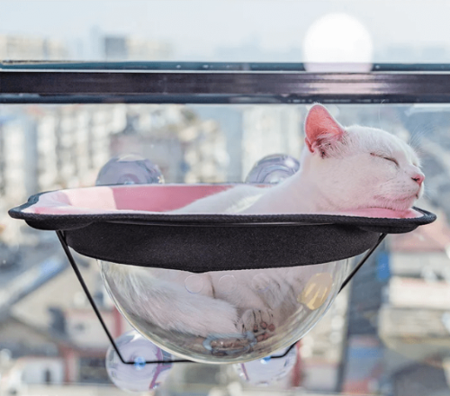 Hamac chat fenêtre FéliFeutreVitro™ rose