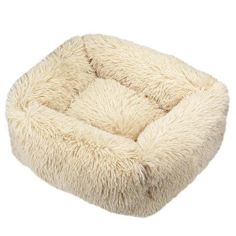 Panier pour chat à peluche longue CatPlushMat™ beige