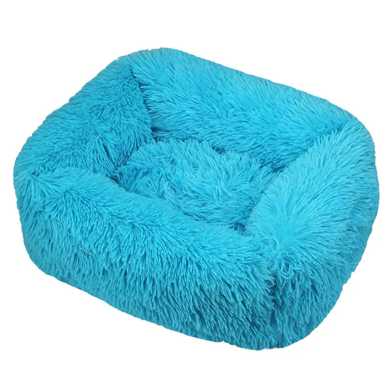Panier pour chat à peluche longue CatPlushMat™ bleu