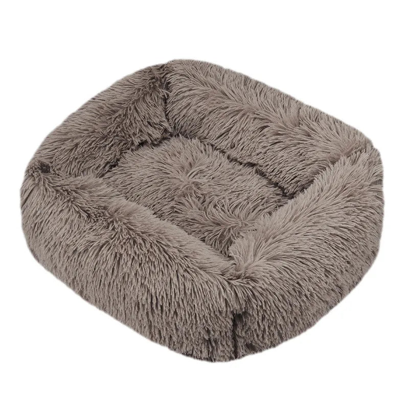 Panier pour chat à peluche longue CatPlushMat™ brun beige