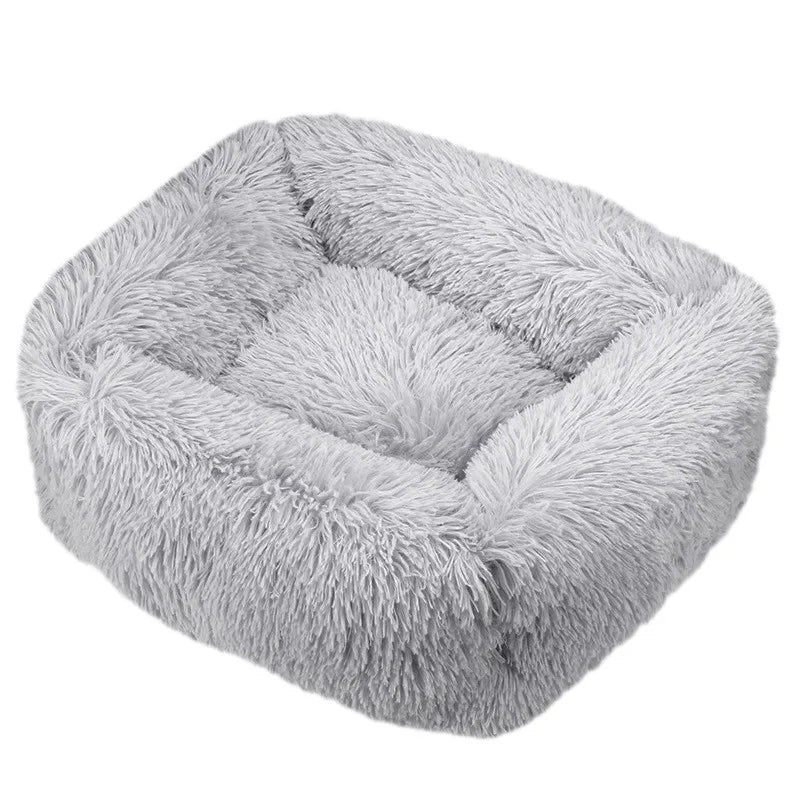Panier pour chat à peluche longue CatPlushMat™ gris