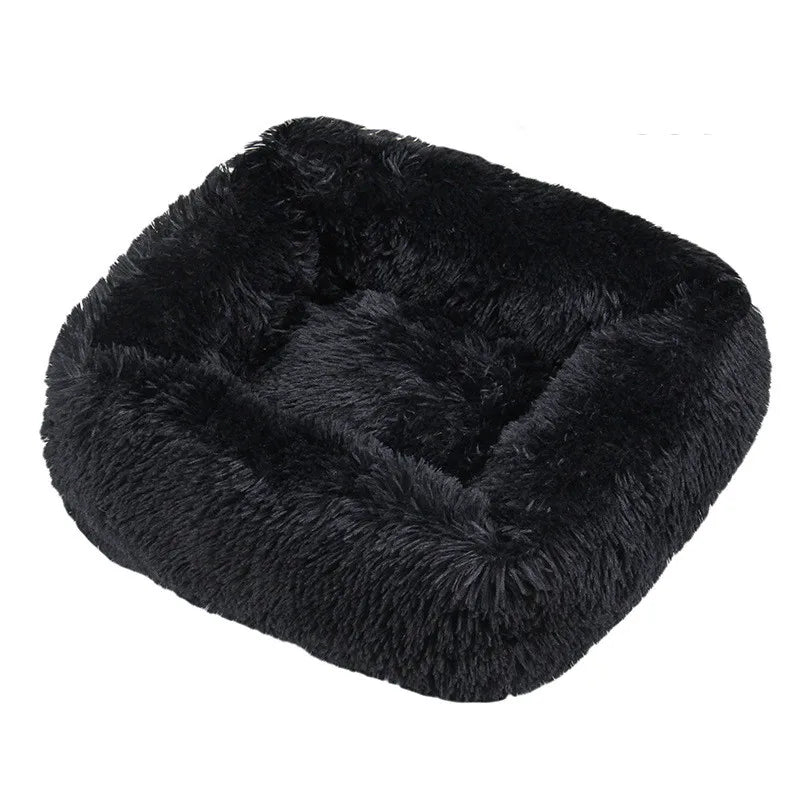 Panier pour chat à peluche longue CatPlushMat™ noir