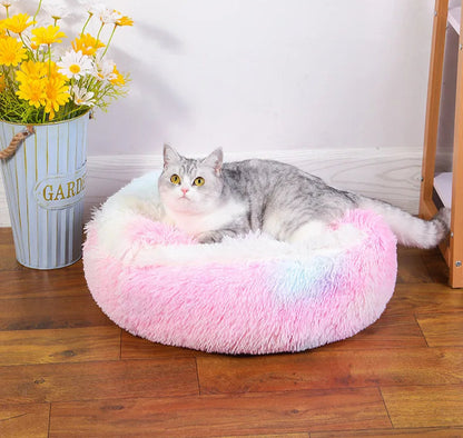 Panier Chat PlushCavern™ Arc-en-ciel coussin