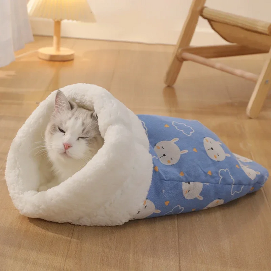Panier chat CatSleepingBag™ - Lapin bleu couche