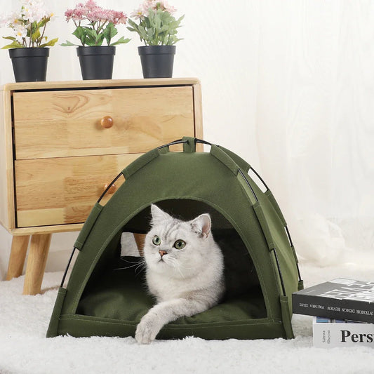 Tente Chat - CatTentBed™ - Vert Militaire - SommeilChat.com